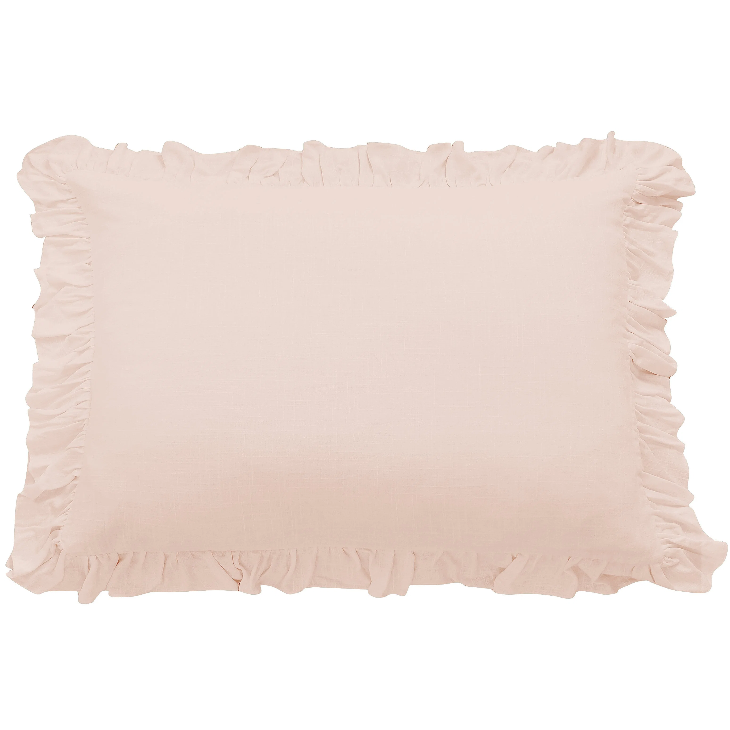 Green Lily Washed Linen Ruffled Dutch Euro Pillow Long-Lasting