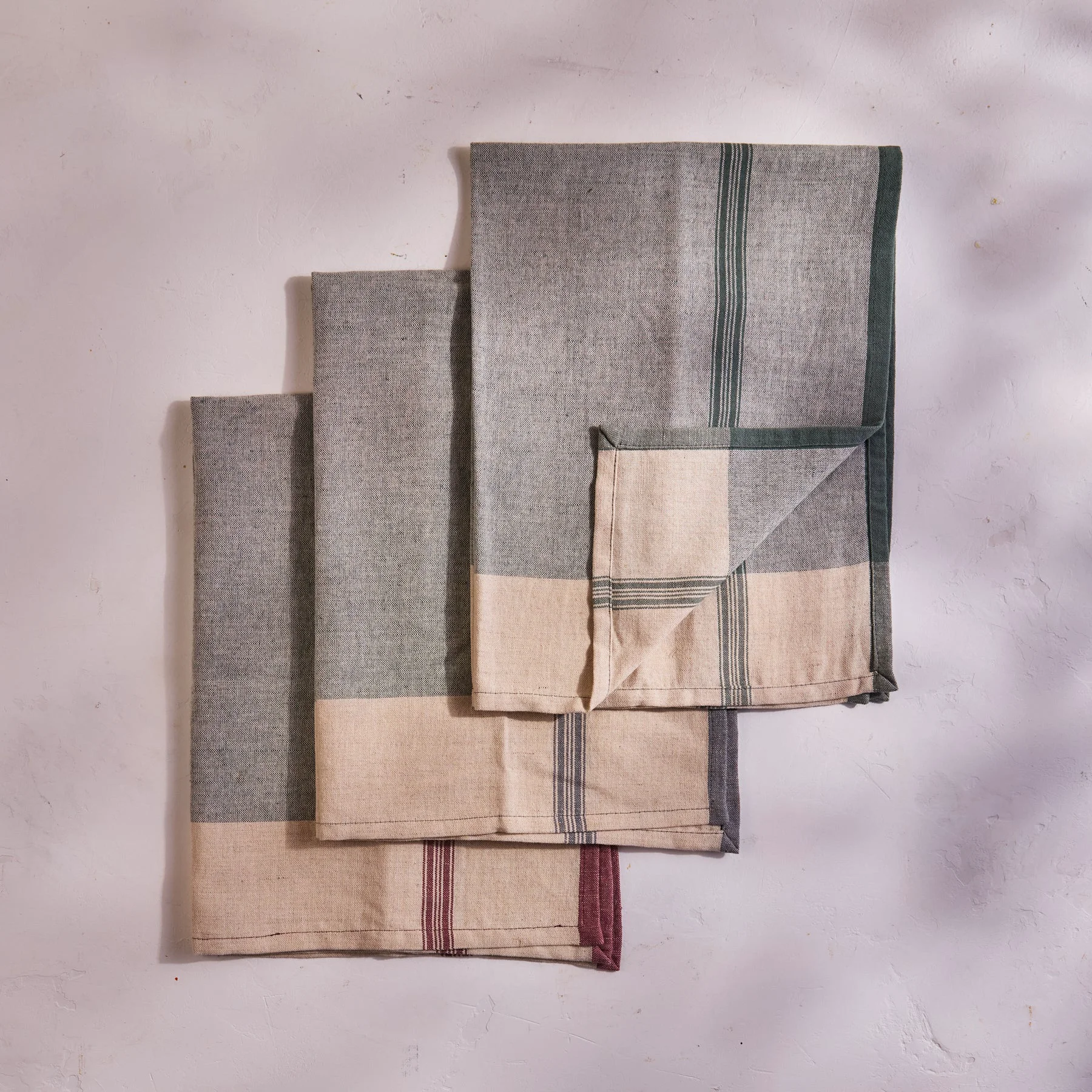 Outstanding Lula Kitchen Towel Set of 3 Moss Natural