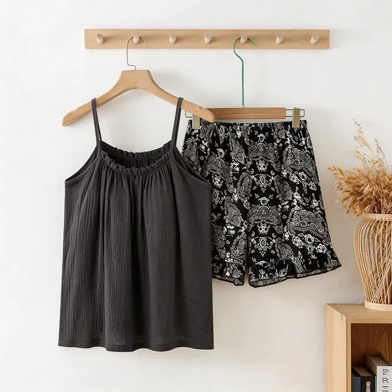 Advanced Ownkoti Cami amp Vintage Pattern Shorts Pajama Set Luxury