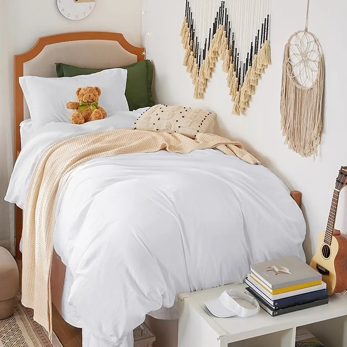 Dependable Bedsure Duvet Cover Twin Twin XL Size – 2 Pieces Prewashed Cotton-Like Polyester Extra Soft Bedding Set Includes 1 Twin Duvet Cover 68 39 39 x90 39 39 with Zipper Closure amp 1 Pillow Sham White No Comforter Relaxed