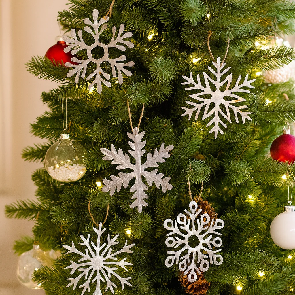 Flexible Metallic Silver Snowflake Ornament Small Set of 5 Trusted