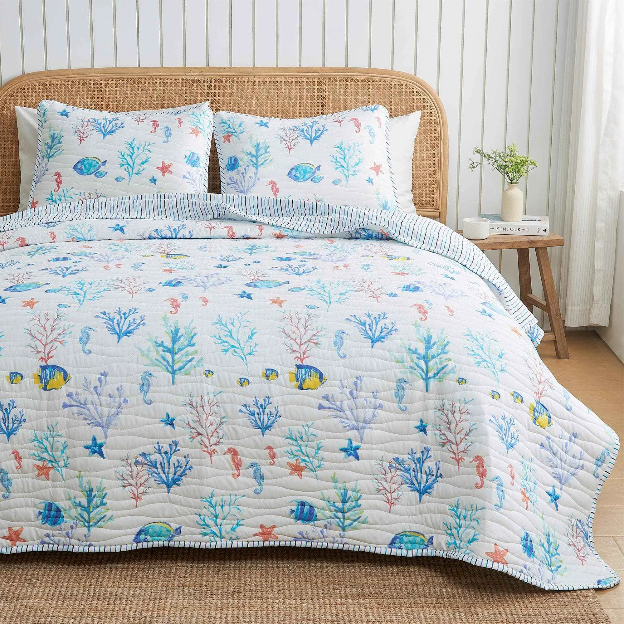 Excellent Colorful Coastal Seascape Quilt Set – Ryanne Collection Exceptional