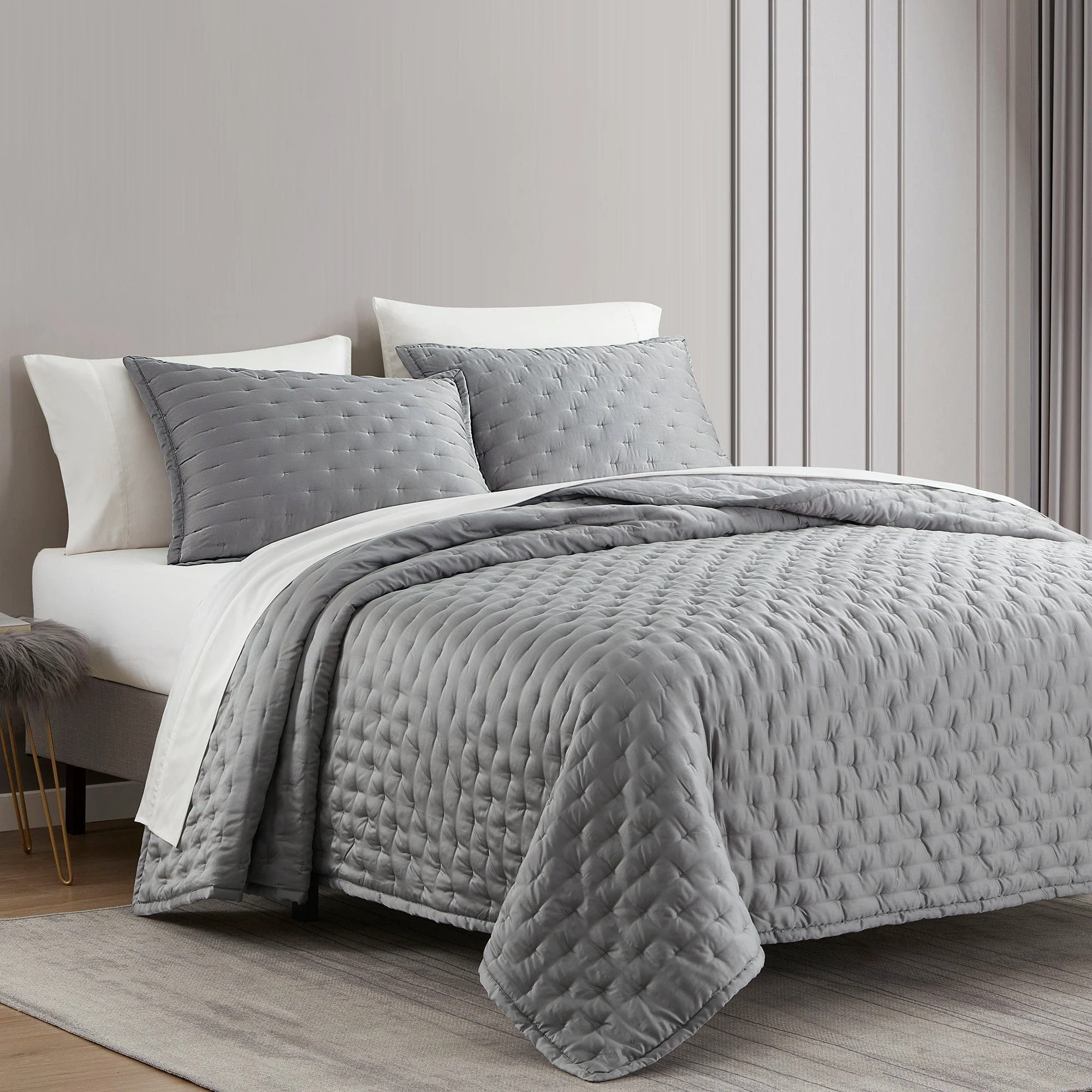 Certified Eucalyptus Pintuck Quilt Set 3 Pc High-Performance
