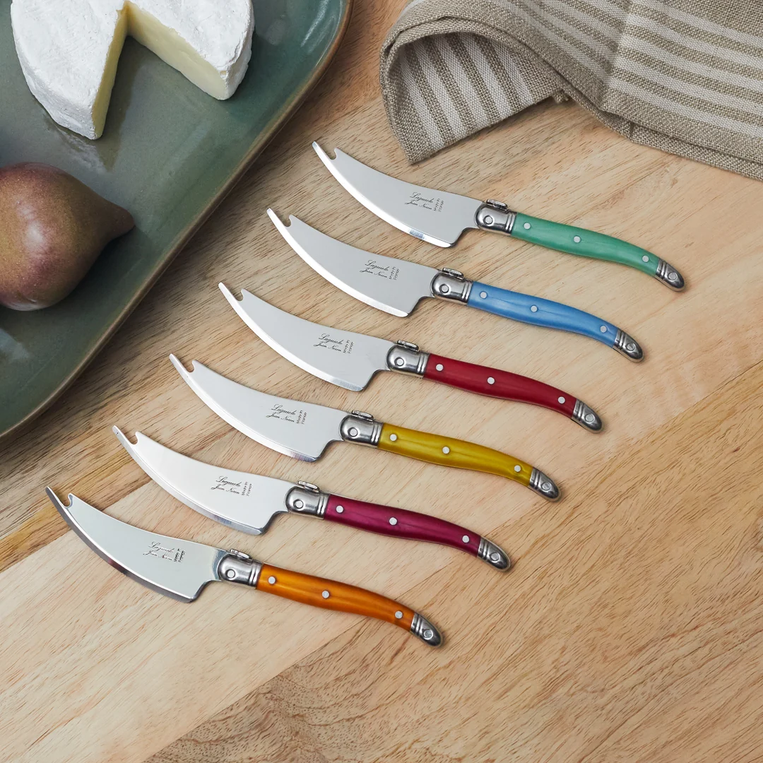 Practical Laguiole 6 Piece Pronged Knife Set Rainbow Stylish