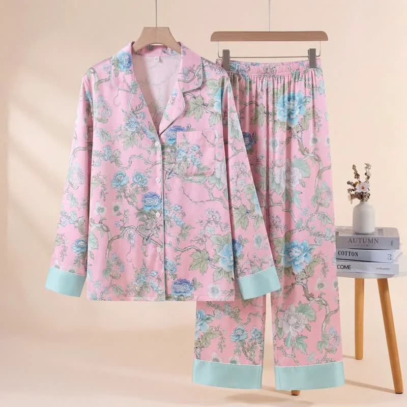 Quality Ownkoti Artistic Blue Floral Pajama Set Flexible