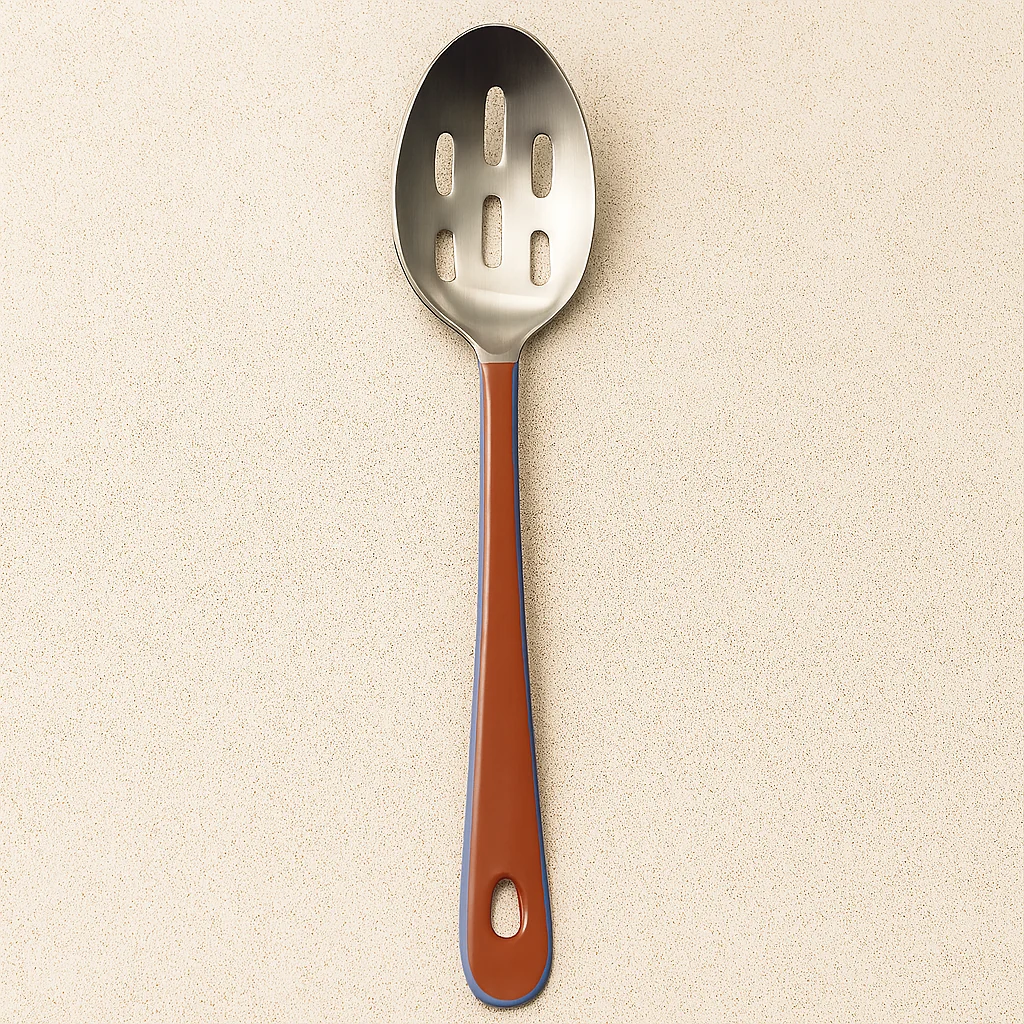 Refined Harlow Bright Slotted Spoon with Stainless Steel Head Raspberry Efficient