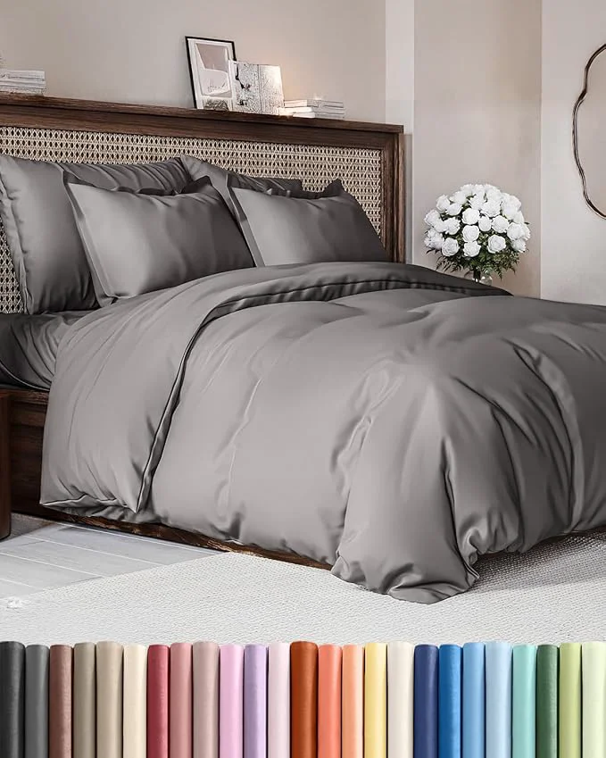 Powerful Duvet Cover Cal King Size Set – Extra Soft Cal King Duvet Cover 104 quot x 98 quot with 2 Pillow Shams – Hotel Luxury Easy Care amp Fade w Zipper Closures amp Ties – Comfy Cozy amp Breathable Dark Grey Genuine