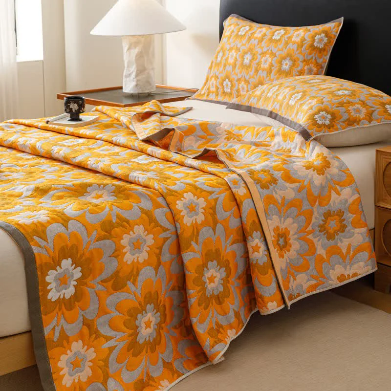 Professional Ownkoti Blooming Flower Cotton Gauze Quilt Blanket Responsible