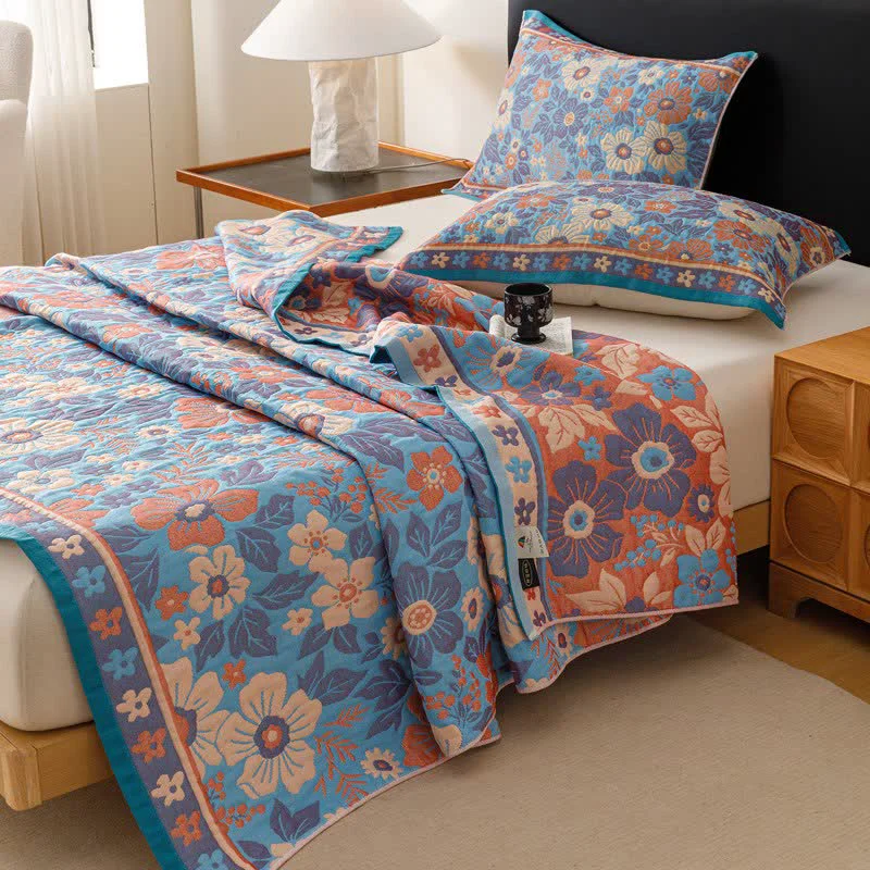 Safe Ownkoti Cherry Blossom Cotton Gauze Quilt Blanket Modern