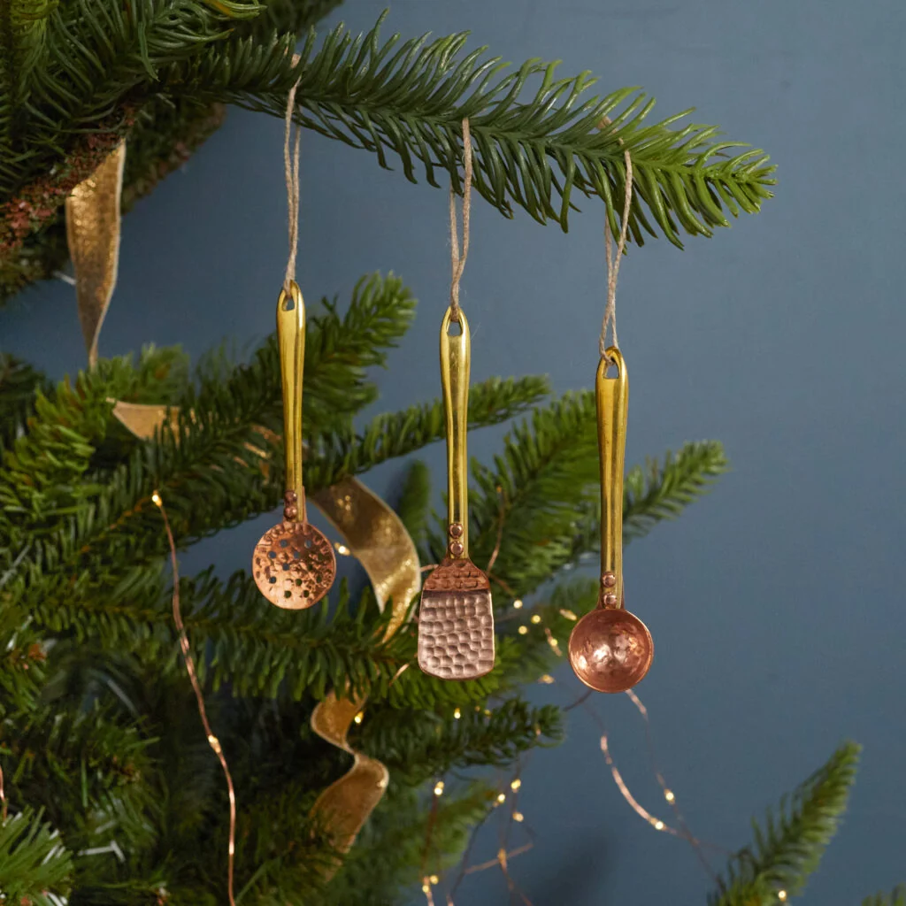 Minimalist Hammered Copper amp Gold Ladle Ornament Eco-Friendly