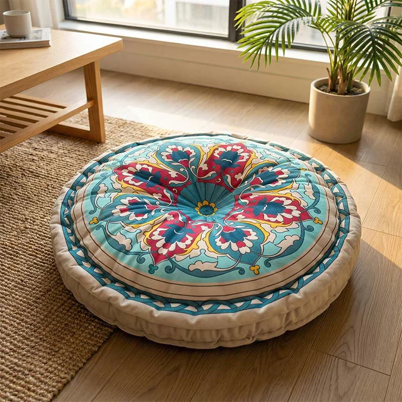 Genuine Ownkoti Mandala Bohemian Snow Lotus Throw Pillow Natural
