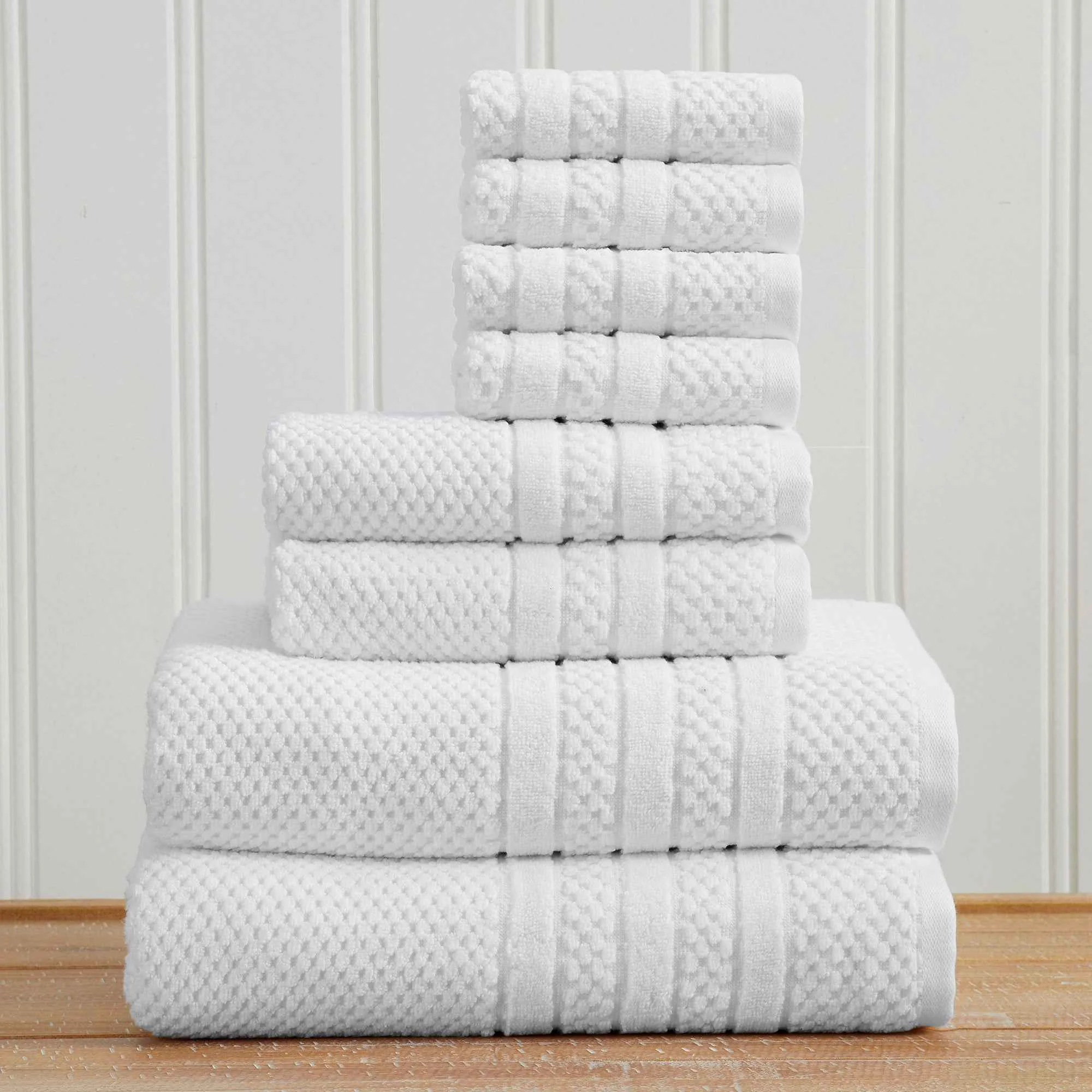 Next-Generation Cotton Checkered Jacquard Bath Towel Set – Giuliana Collection Comfortable
