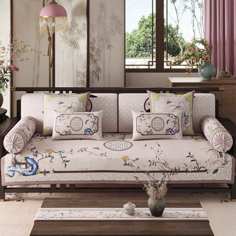 Proven Ownkoti Vintage Oriental Lotus Flower Sofa Protector Fashionable