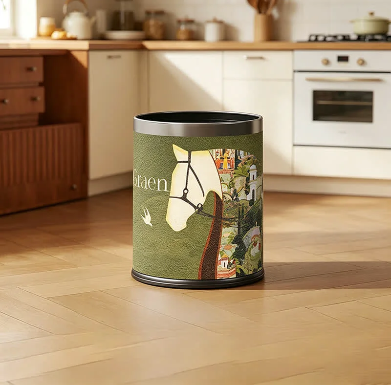 Advanced Ownkoti Lychee Texture Equestrian Leather Trash Can World-Class