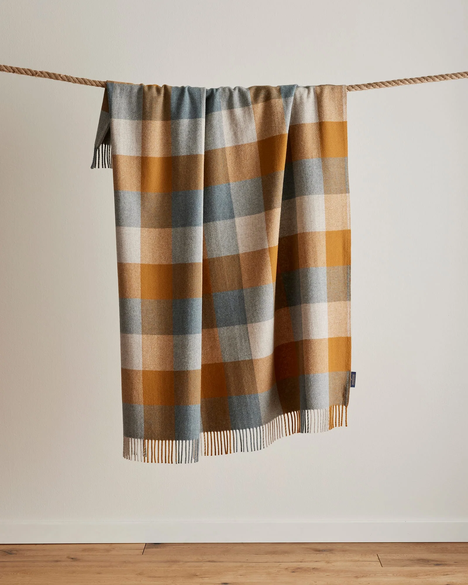 Organic Eco-Wise Wool Fringed Throw Shale Copper Superior