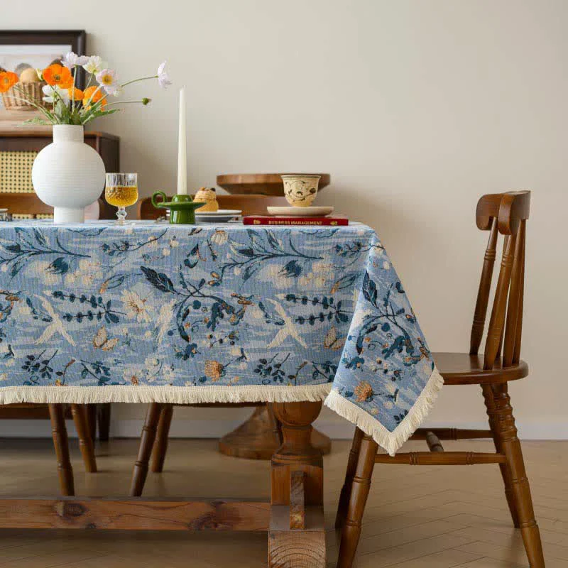 Optimized Ownkoti Serene Garden Oil Painting Jacquard Tablecloth Eco-Friendly
