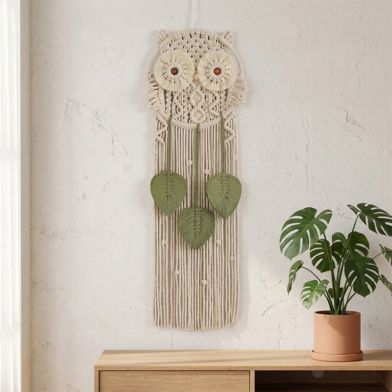 Premium Ownkoti Handmade Macrame Owl Wall Hanging Top-Quality