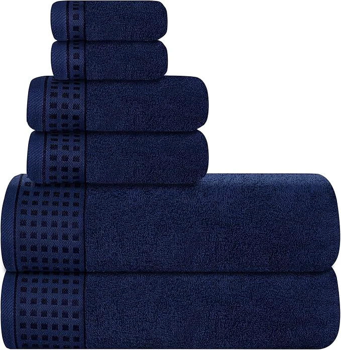 Premium Material GLAMBURG Cotton Ultra Soft 6 Pack Towel Set Contains 2 Bath Towels 28×55 Exclusive