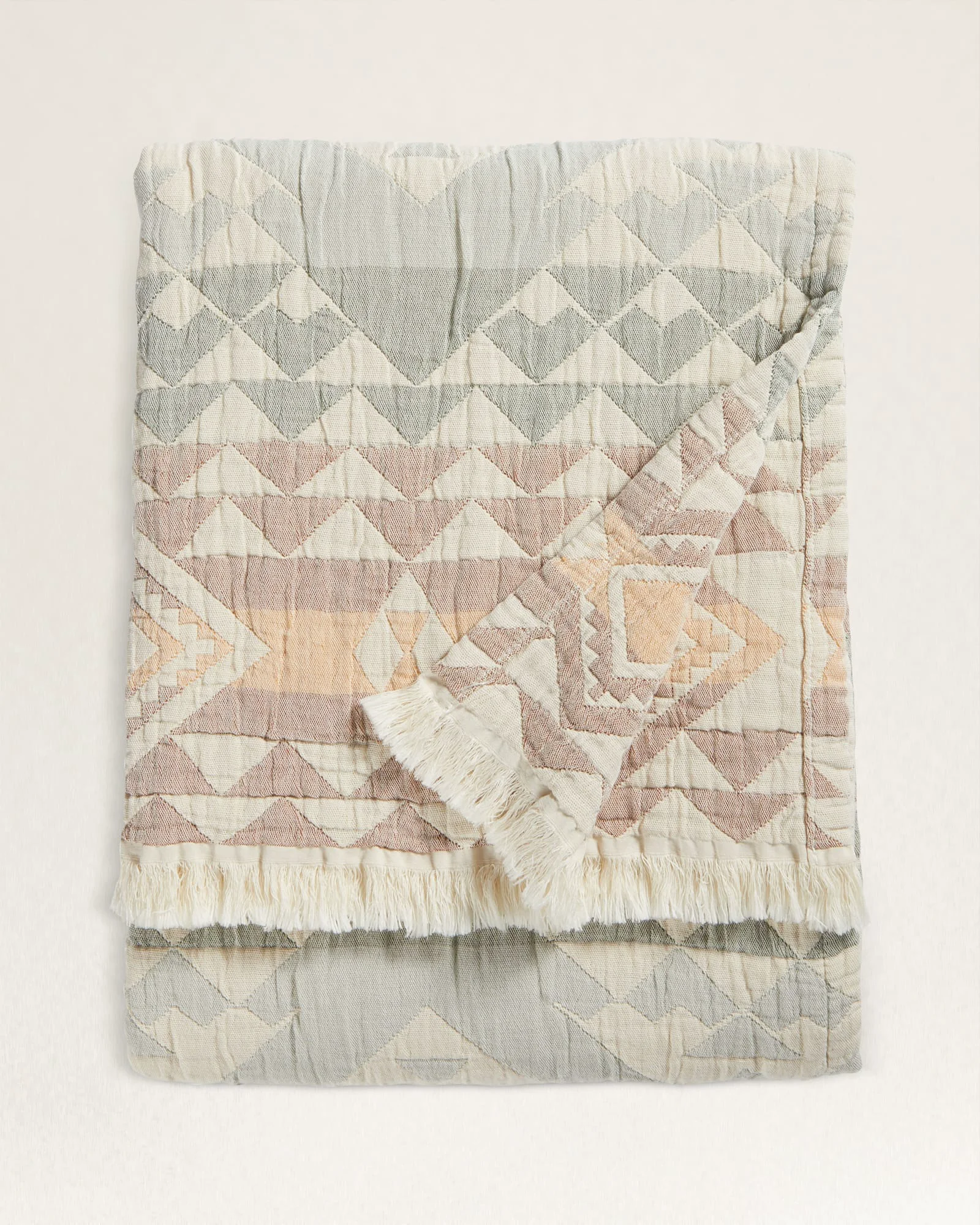 Smooth Organic Cotton Fringed Throw Highland Peak Aqua Convenient