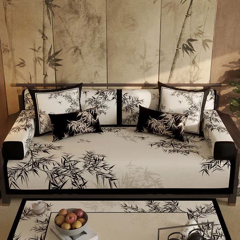 Quality Ownkoti Vintage Oriental Bamboo Leaf Sofa Slipcover Relaxed