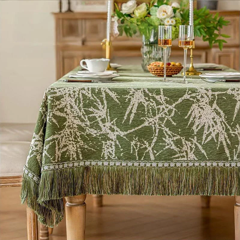 First-Class Ownkoti Vintage Bamboo Jacquard Tassel Tablecloth Modern