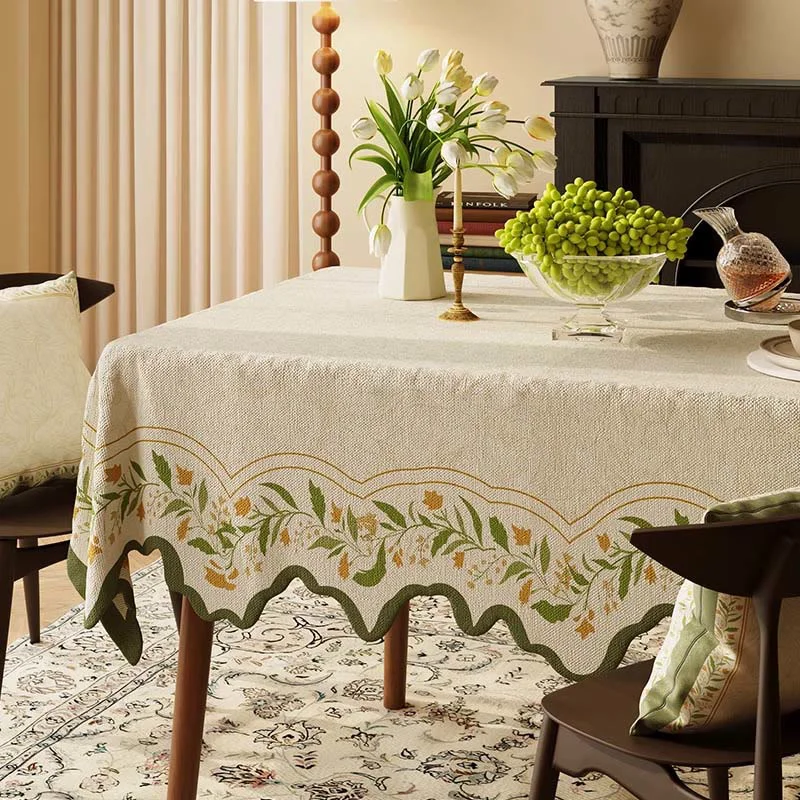 Fashionable Ownkoti Vintage Garden Floral Cotton Linen Tablecloth Efficient