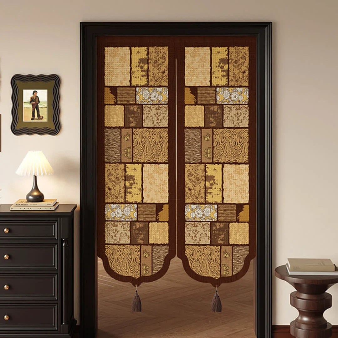 Expertly Made Ownkoti Vintage Wood-Tone Room Divider Door Curtain Fashionable