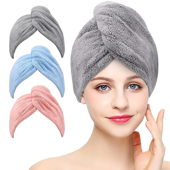 Trendy BE Microfiber Hair Towel 3 Packs Hair Turbans Casual