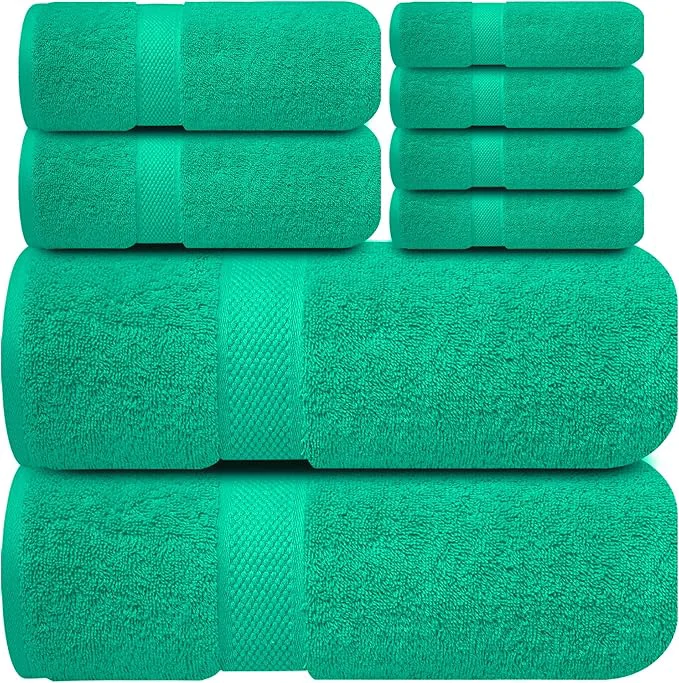 Casual Infinitee Xclusives Luxury Cotton Towel Set – 8 Piece Bathroom Towel Set –