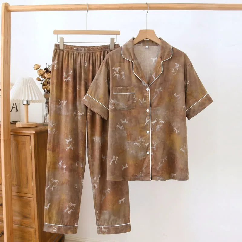 Proven Ownkoti Brown Horse Silky Loungewear Set Refined