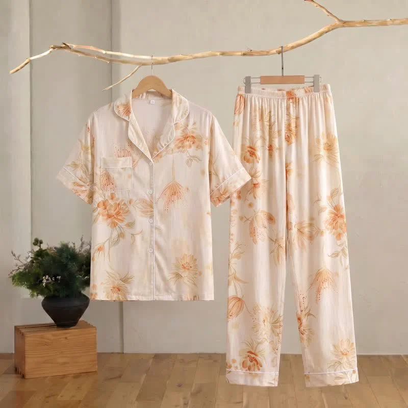 Carefully Designed Ownkoti Elegant Blooming Floral Silky Loungewear Set Recyclable