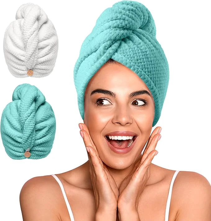 Safe YFONG 2 Pack Microfiber Hair Towel Wrap Environmentally Friendly