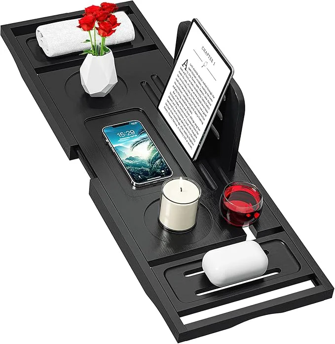 Elite Bathtub Tray Caddy Black- Bath Tray Black Responsible