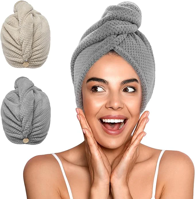 Stylish YFONG 2 Pack Microfiber Hair Towel Wrap Relaxed