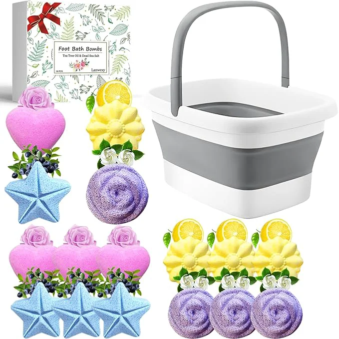 Consistent Lanwexy Foot Soaking Tub Collapsible Bucket Foot Spa Foot Bath 16 Pack Foot Natural