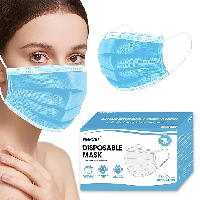 Prestigious NNPCBT Blue Disposable Face Masks 125 Pack 3-Ply Breathable Mask User-Friendly