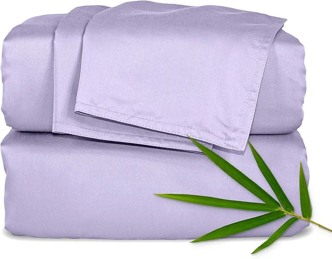 Elegant Pure Bamboo King Sheets Organic Viscose Derived from Bamboo Bed Sheet Set Luxuriously Soft amp Cooling Double Stitching 2 Year Quality Promise King Lavender Efficient