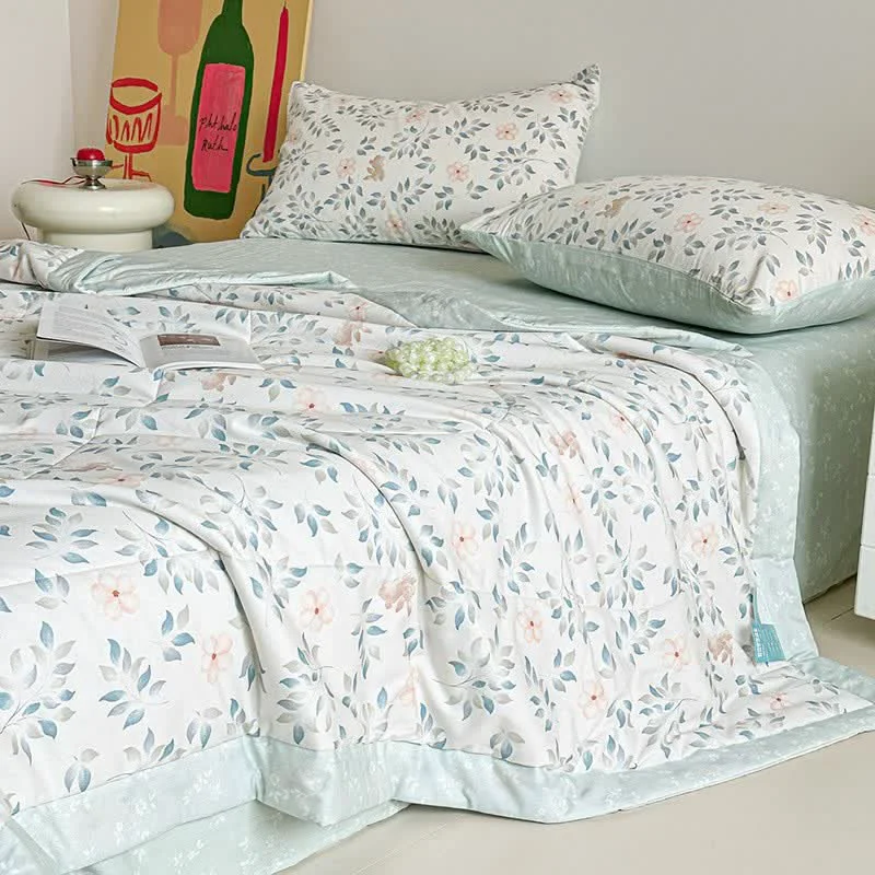 Versatile Ownkoti Country Leaf Floral Print Cotton Quilt Long-Lasting