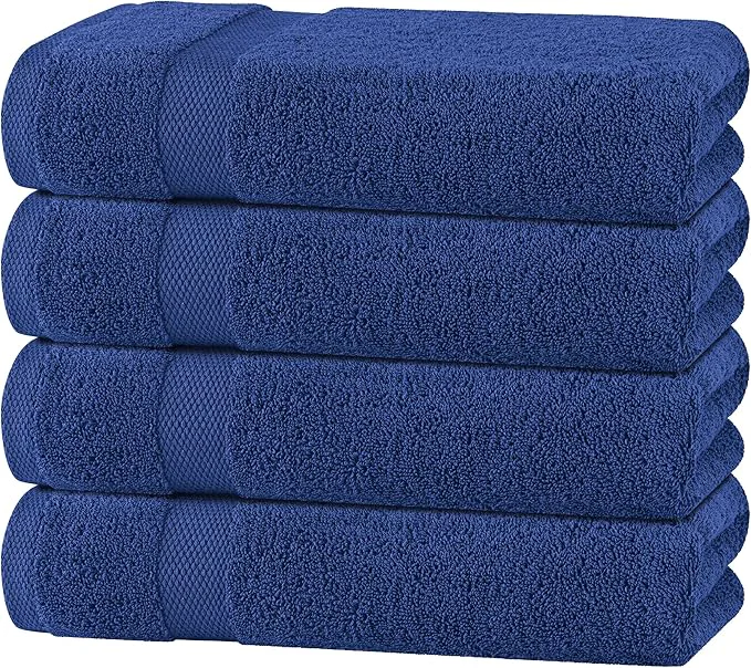 Responsible White Classic Navy Blue Bath Towels 27×54 Inch Cotton Towel Set Genuine
