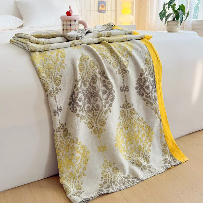 Trendy Ownkoti Vintage Pattern Bamboo Fiber Summer Blanket Green