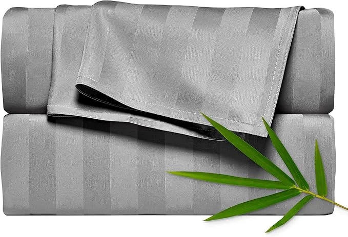 Recyclable Pure Bamboo California King Sheets Organic Viscose Derived from Bamboo Bed Sheet Set Soft amp Cooling Double Stitching 2 Year Quality Promise California King Jacquard Stone Flexible