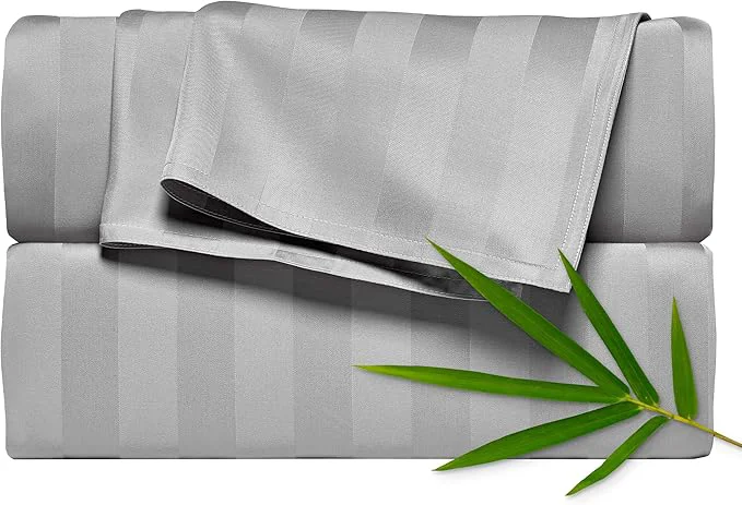 Trendy Pure Bamboo Twin Sheets Organic Viscose Derived from Bamboo Bed Sheet Set Luxuriously Soft amp Cooling Double Stitching 2 Year Quality Promise Twin Jacquard Silver Carefully Designed