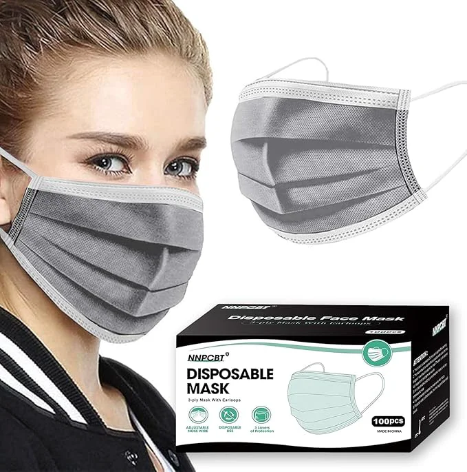 Original Design 100PCS Grey 3 ply Disposable Face Masks Protection Face Masks Elegant