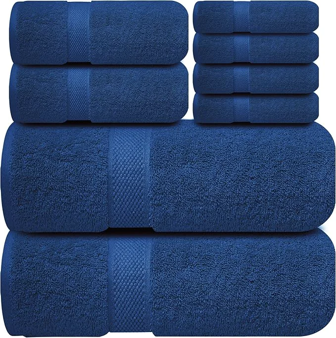First-Class Infinitee Xclusives Luxury Cotton Towel Set – 8 Piece Bathroom Towel Set – Flexible
