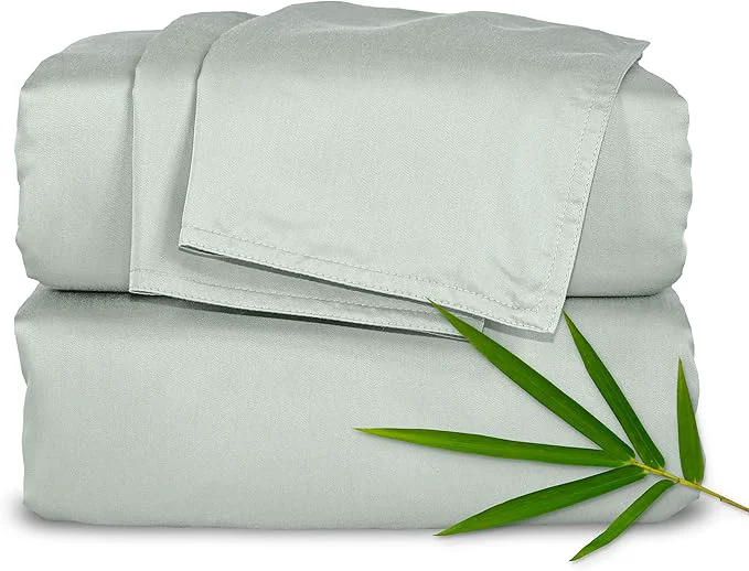Artisan Pure Bamboo California King Sheets Organic Viscose Derived from Bamboo Bed Sheet Set Soft amp Cooling Double Stitching 2 Year Quality Promise California King Sea Glass Professional