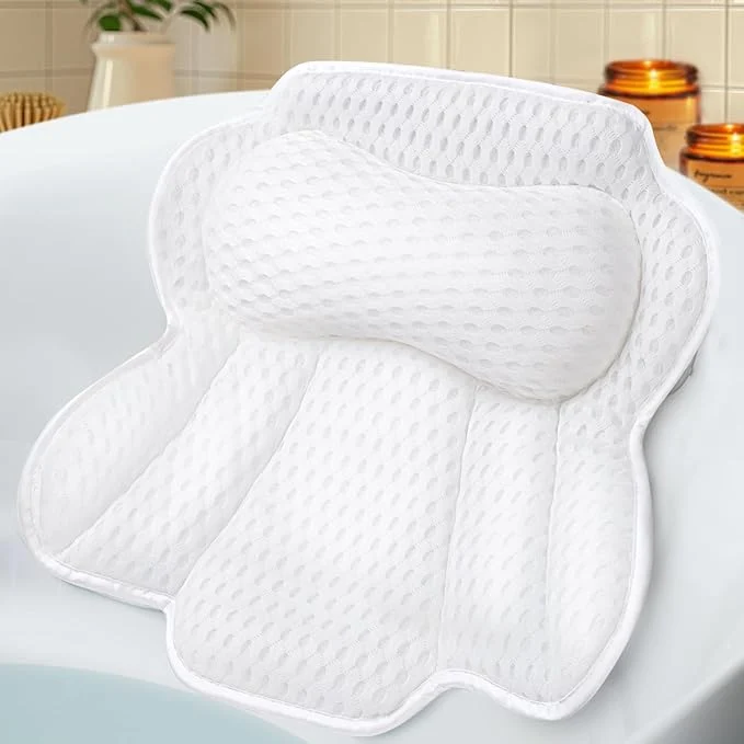 Next-Generation Bath Pillows for Tub Ergonomic Bathtub Pillow for Head Neck Back Support Recyclable