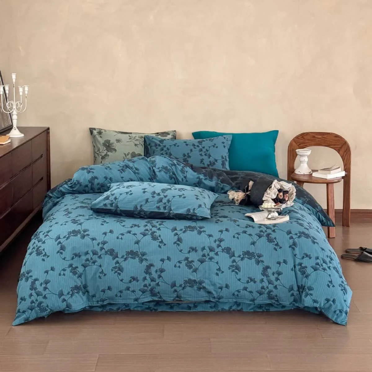 Stylish Ownkoti Vintage Ginkgo Leaf Pure Cotton Bedding 4PCS Breathable