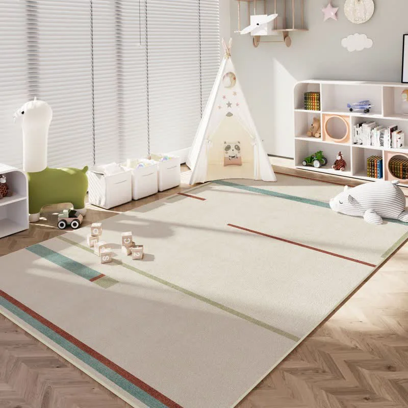 Relaxed Ownkoti Minimalist Linear Kids Area Rug Premium