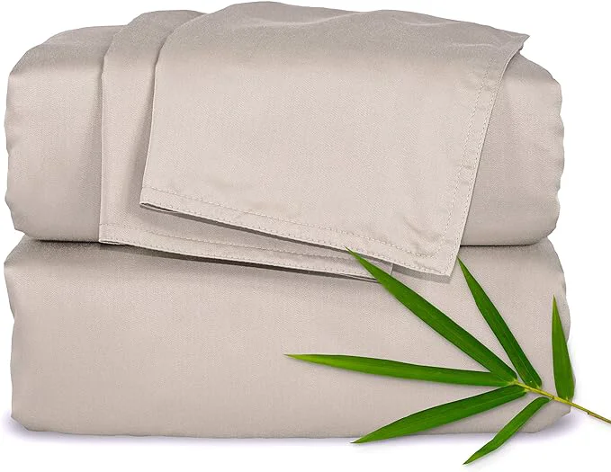 Fast Pure Bamboo California King Sheets Organic Viscose Derived from Bamboo Bed Sheet Set Soft amp Cooling Double Stitching 2 Year Quality Promise California King Sand World-Class