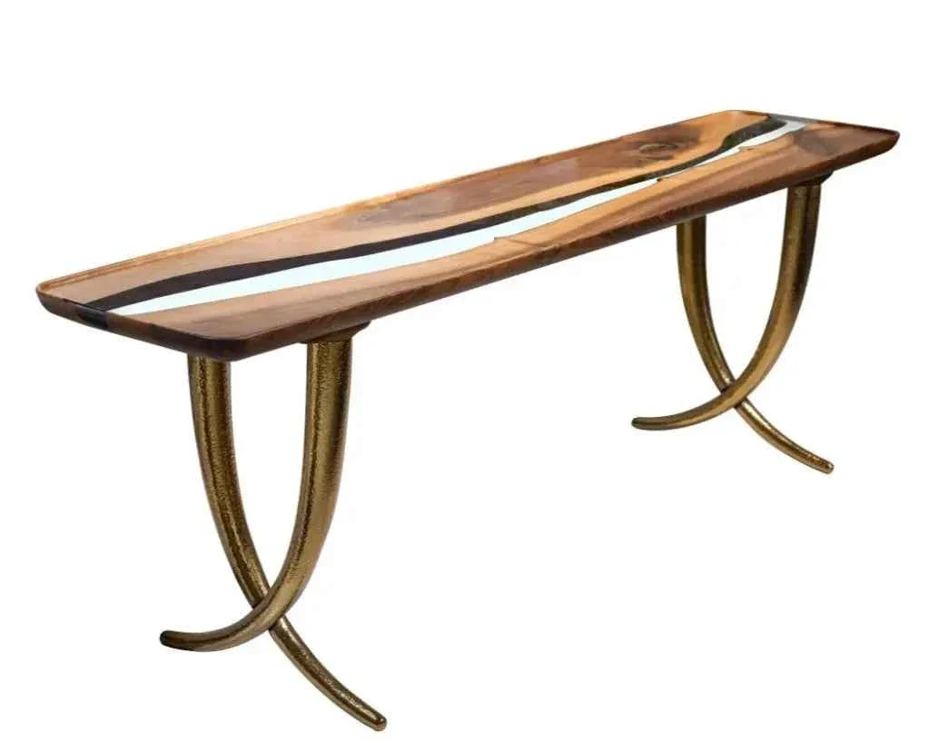 Premium Epoxy Resin Sofa amp Console table made of Walnut wood Ivory Collection Fine
